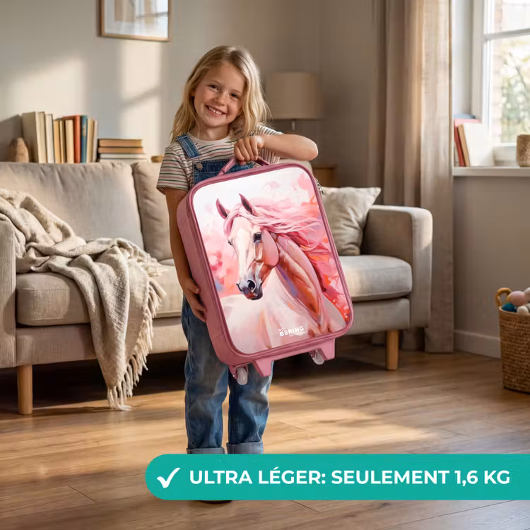 Valise enfant - Rose - Cheval rose pastel — 3