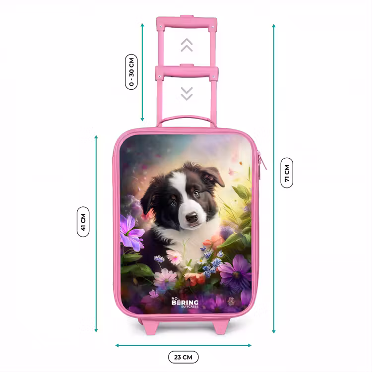 Valise enfant - Rose - Chien aux yeux bleus dans un champ — 6