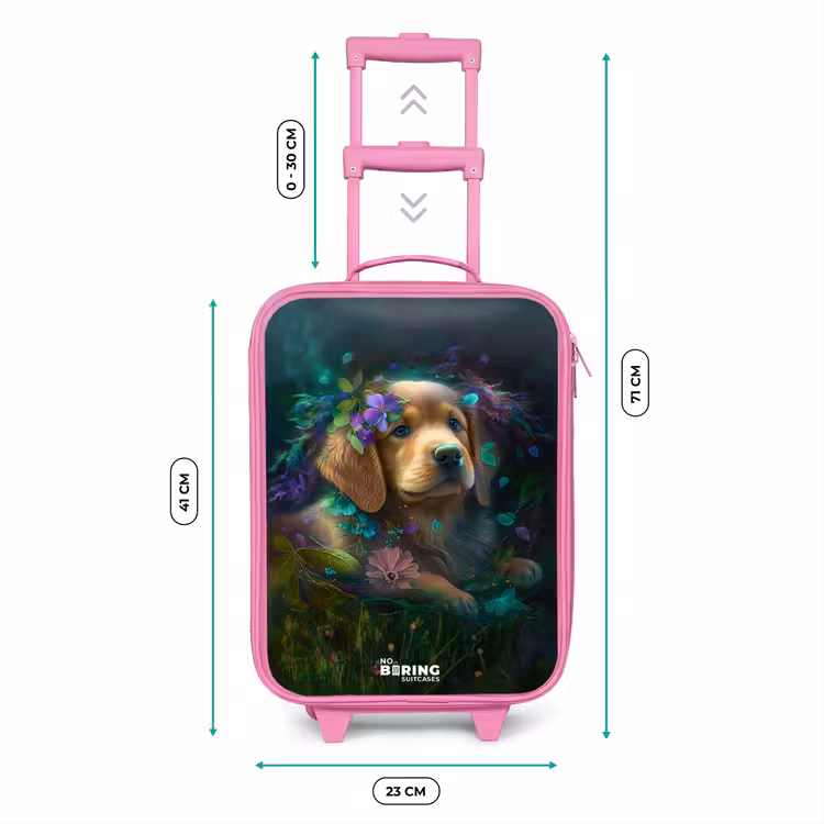 Valise enfant - Rose - Chien brun parmi les fleurs — 6