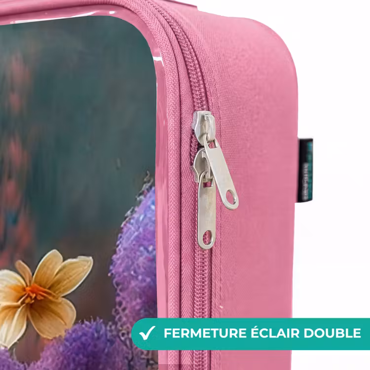 Valise enfant - Rose - Chiot blanc dans un pré fleuri — 7
