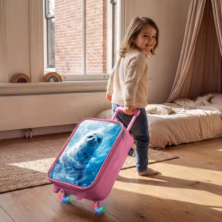 Valise enfant - Rose - Chiot phoque dans l'eau bleue claire — 2