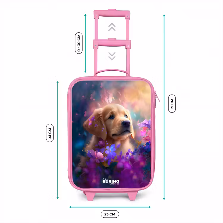 Valise enfant - Rose - Jeune chien parmi des fleurs aux couleurs vives — 6