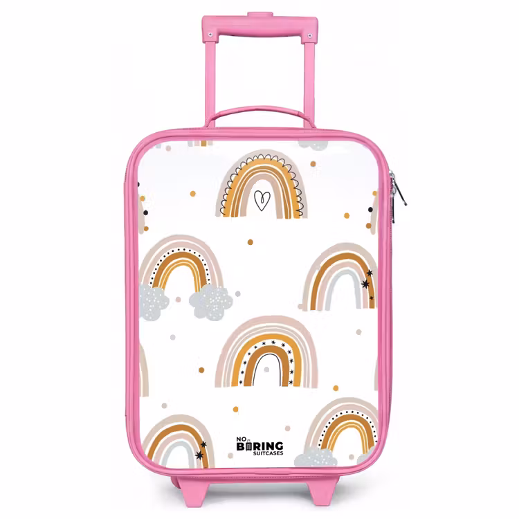 Valise enfant - Rose - Motif arc-en-ciel dans des couleurs douces — 1