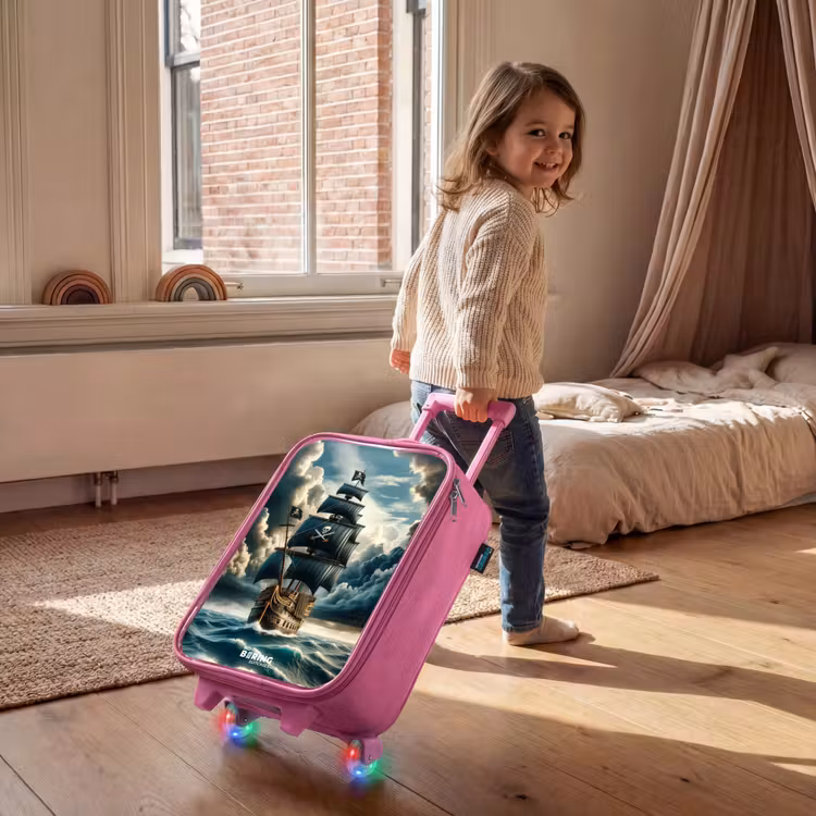 Valise enfant - Rose - Navire pirate sur une mer déchaînée — 2