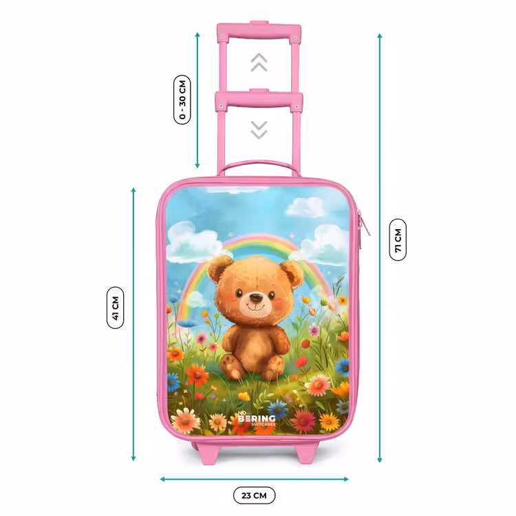 Valise enfant - Rose - Ours en peluche parmi les fleurs — 6