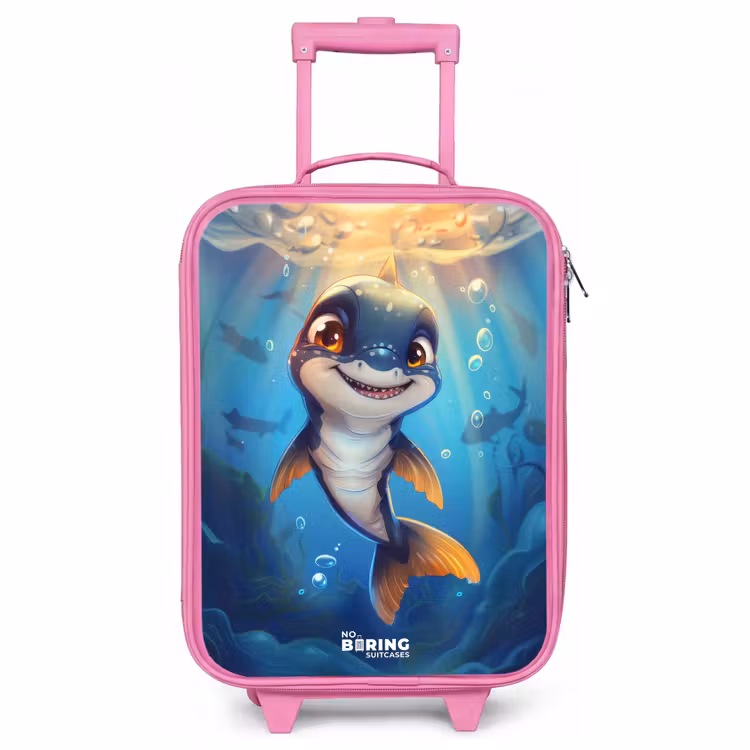 Valise enfant - Rose - Requin avec le visage dans l'eau — 1