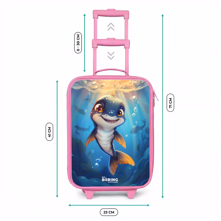 Valise enfant - Rose - Requin avec le visage dans l'eau — 6