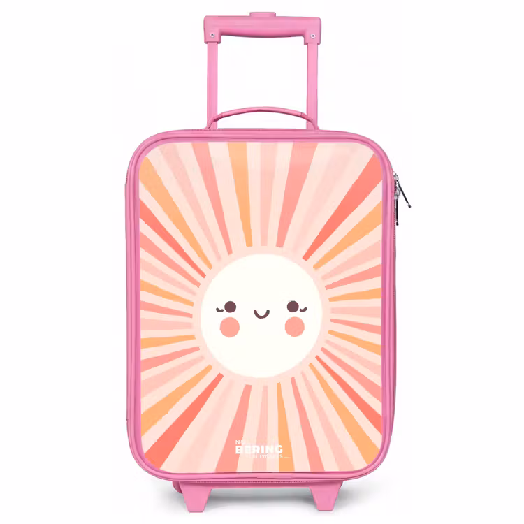 Valise enfant - Rose - Soleil rond avec visage — 1