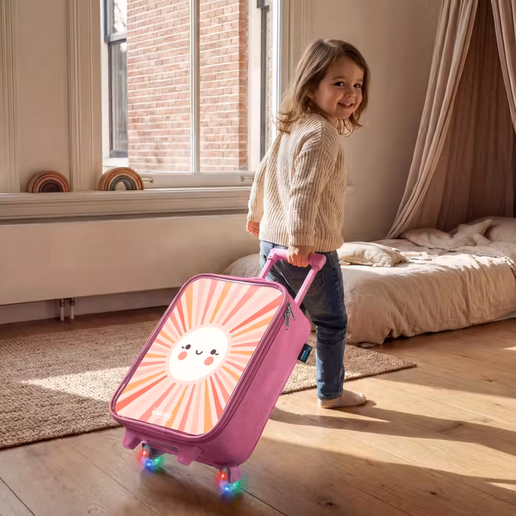 Valise enfant - Rose - Soleil rond avec visage — 2