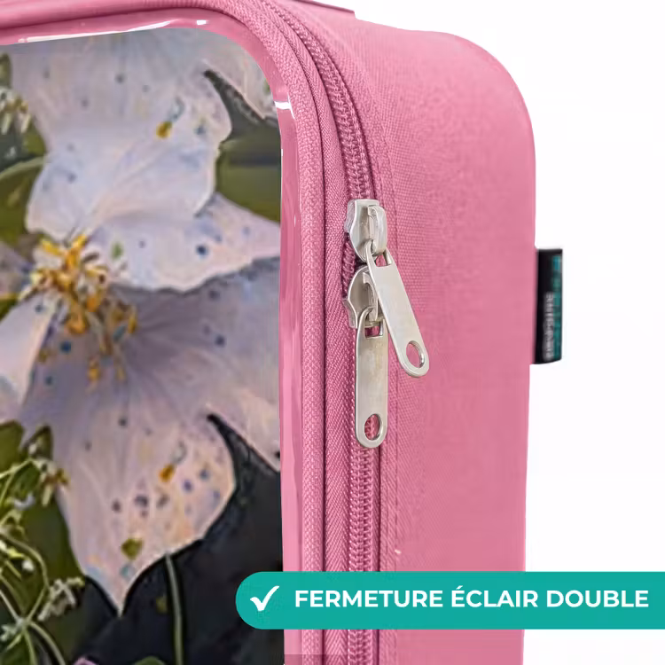 Valise enfant - Rose - Souris entourée de feuilles — 7
