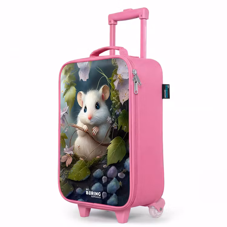 Valise enfant - Rose - Souris entourée de feuilles — 8
