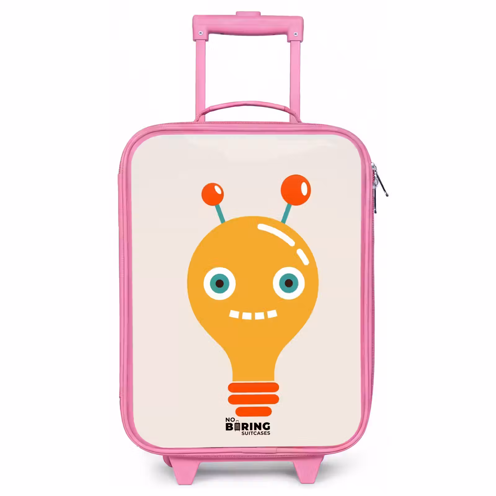 Valise enfant - Rose - Robot à ampoules avec de grands yeux — 1