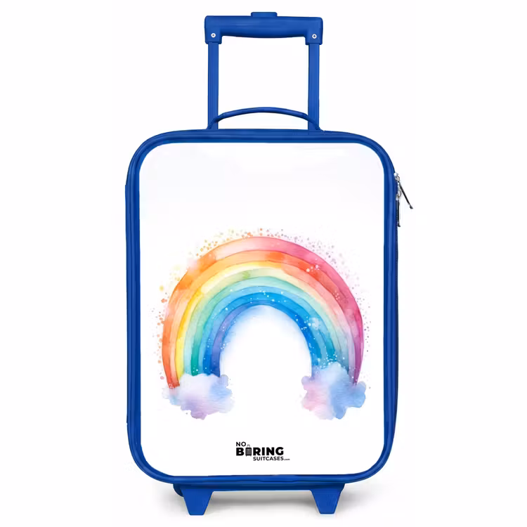 Valise enfant - Bleu - Aquarelle arc-en-ciel — 1