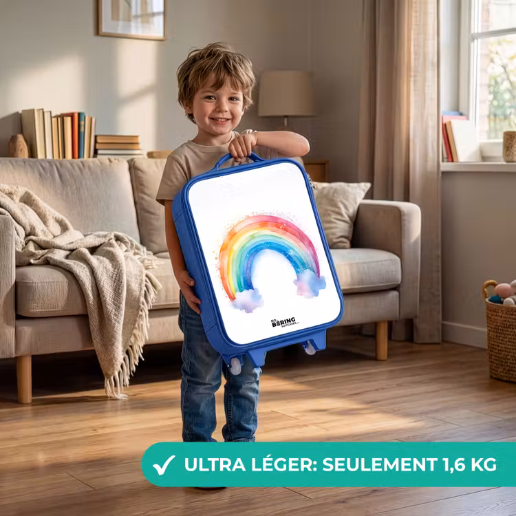 Valise enfant - Bleu - Aquarelle arc-en-ciel — 3
