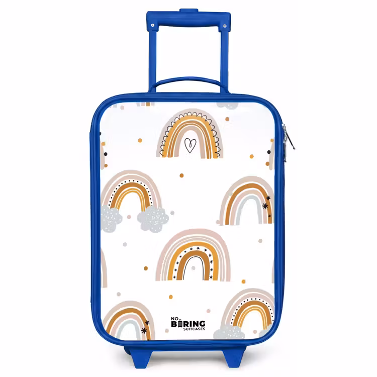 Valise enfant - Bleu - Motif arc-en-ciel dans des couleurs douces — 1