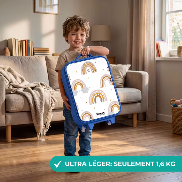 Valise enfant - Bleu - Motif arc-en-ciel dans des couleurs douces — 3