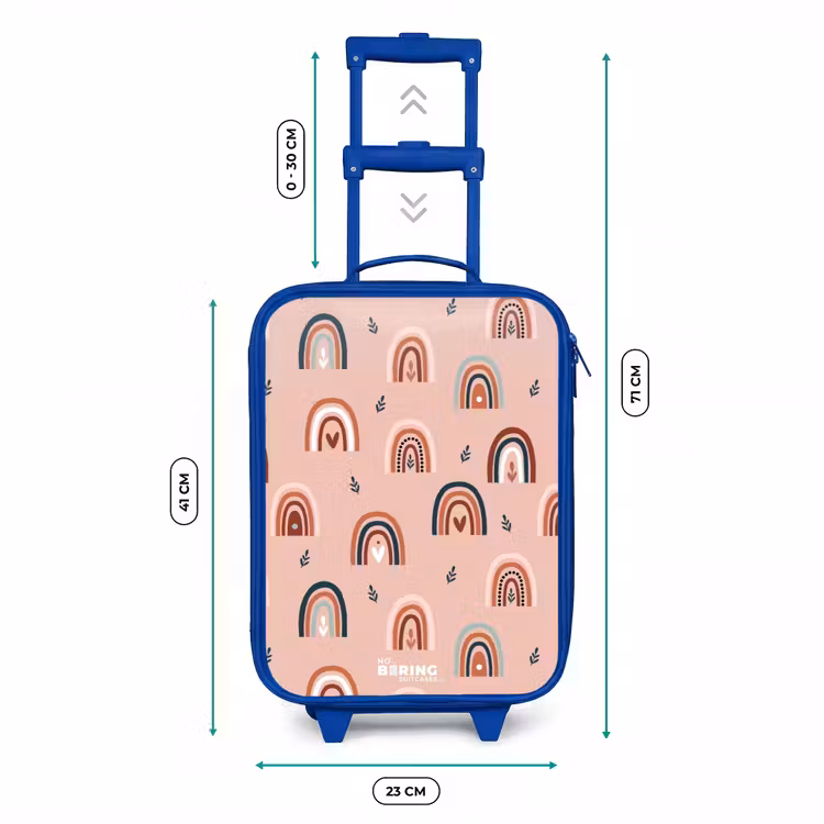 Valise enfant - Bleu - Motif arc-en-ciel rose — 6