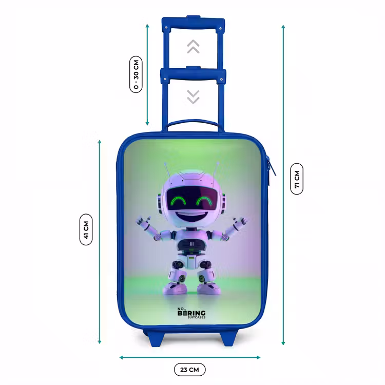 Valise enfant - Bleu - Robot avec lumière violette et verte — 6