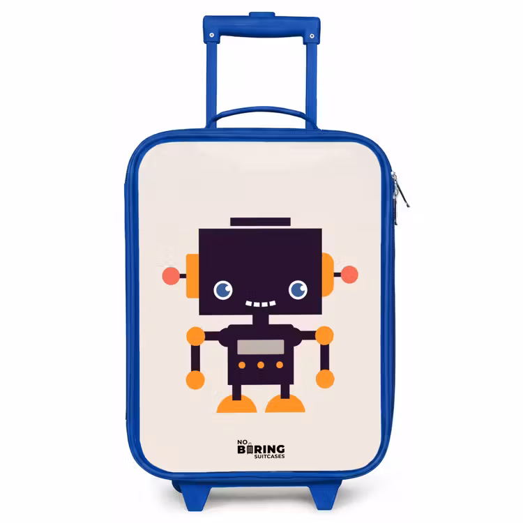 Valise enfant - Bleu - Robot noir aux accents orange — 1