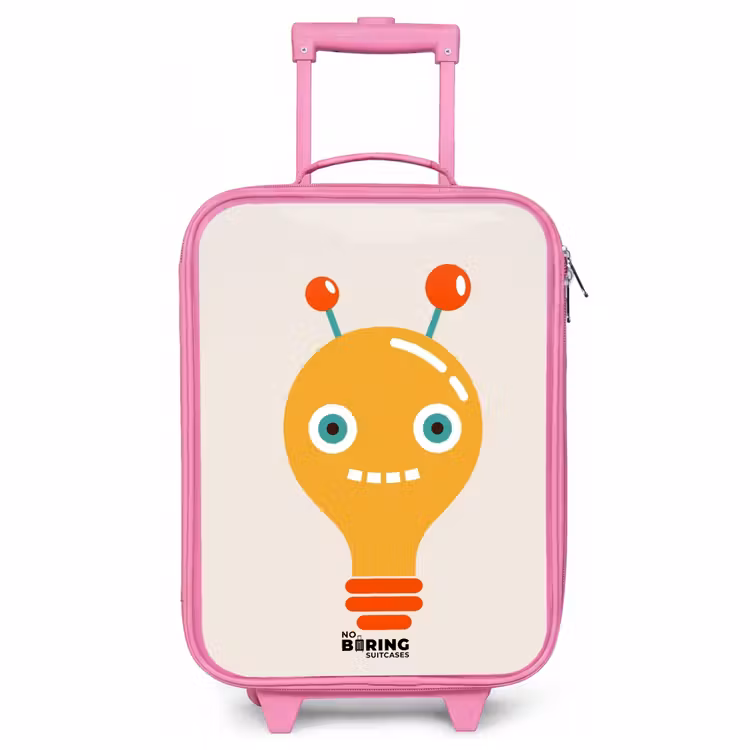 Valise enfant - Rose - Robot à ampoules avec de grands yeux — 1