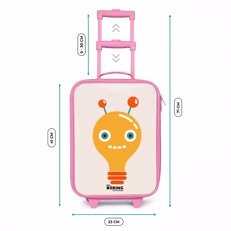 Valise enfant - Rose - Robot à ampoules avec de grands yeux — 6