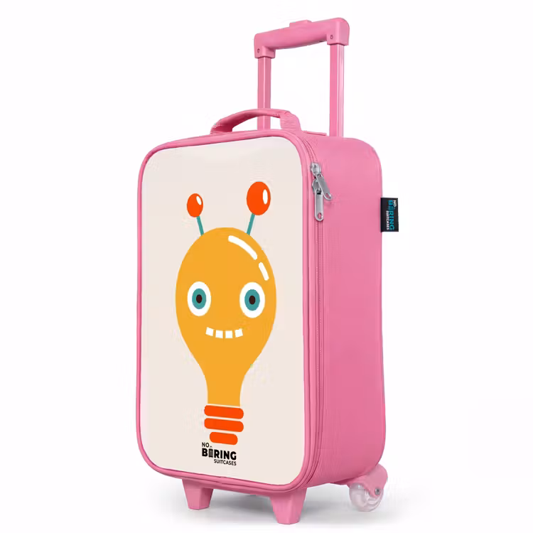 Valise enfant - Rose - Robot à ampoules avec de grands yeux — 8