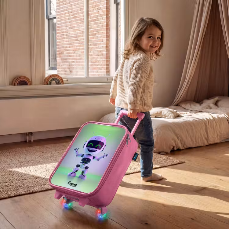 Valise enfant - Rose - Robot avec lumière violette et verte — 2