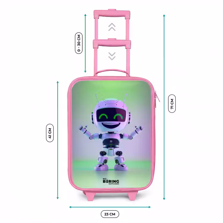 Valise enfant - Rose - Robot avec lumière violette et verte — 6