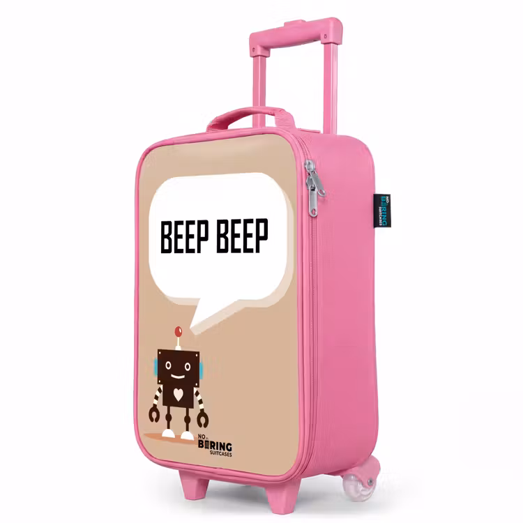 Valise enfant - Rose - Robot marron foncé avec un texte — 8