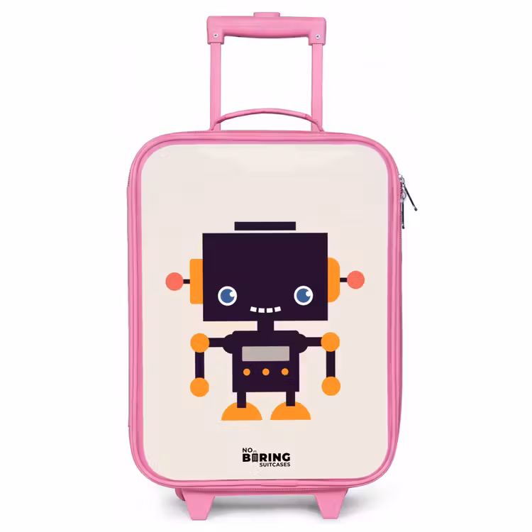 Valise enfant - Rose - Robot noir aux accents orange — 1