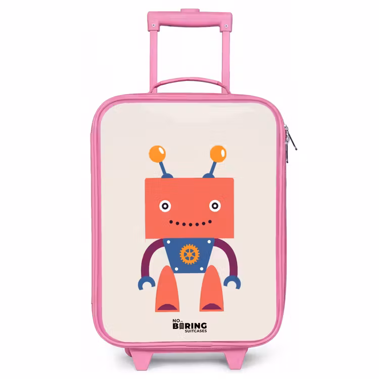 Valise enfant - Rose - Robot rouge à tête carrée — 1