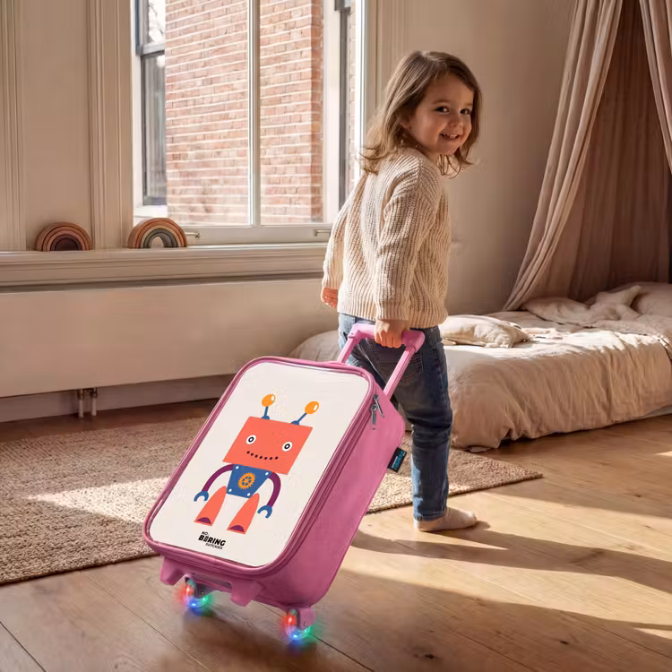 Valise enfant - Rose - Robot rouge à tête carrée — 2