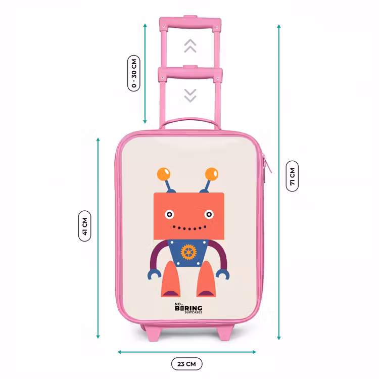 Valise enfant - Rose - Robot rouge à tête carrée — 6