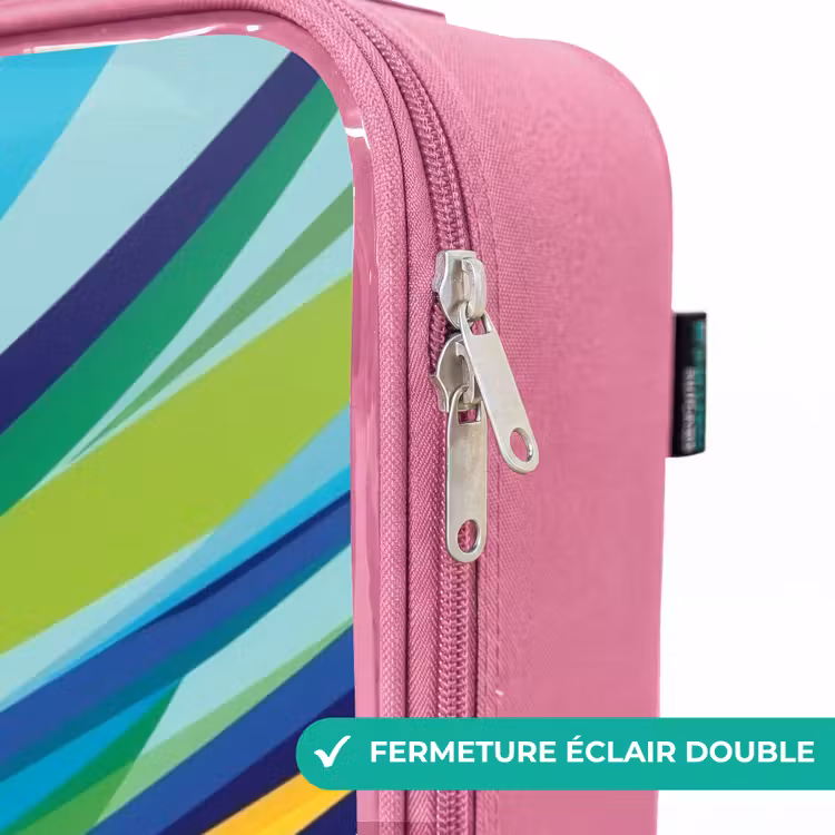 Valise enfant - Rose - Voiture de course sur fond rayé — 7