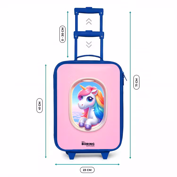 Valise enfant - Bleu - Licorne colorée vue d'un hublot d'avion — 6