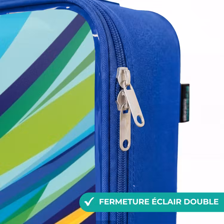 Valise enfant - Bleu - Voiture de course sur fond rayé — 7