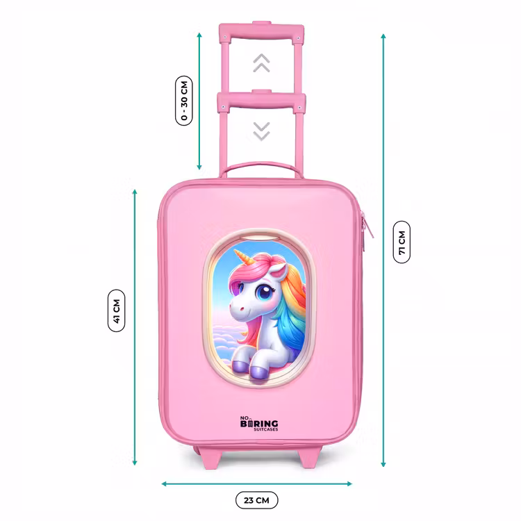Valise enfant - Rose - Licorne colorée vue d'un hublot d'avion — 6