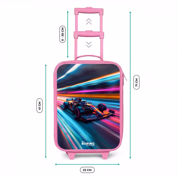 Valise enfant - Rose - Voiture de course avec pistes lumineuses colorées — 6