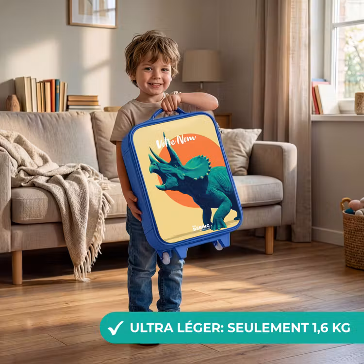 Valise enfant - Bleu - Dino - Triceratops - Animal — 3