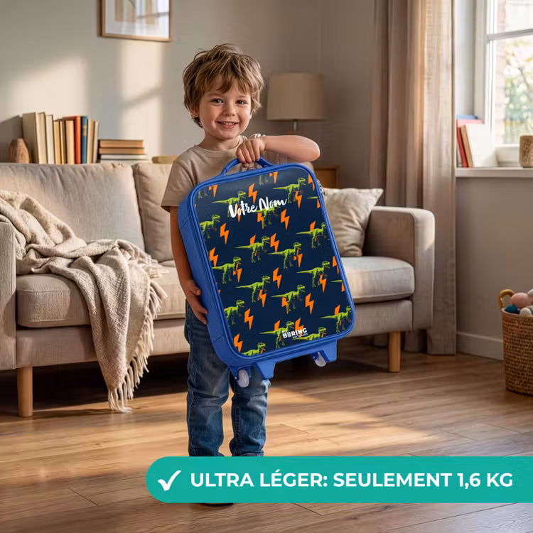Valise enfant - Bleu - Dinos - Foudre - Animaux - Bleu — 3