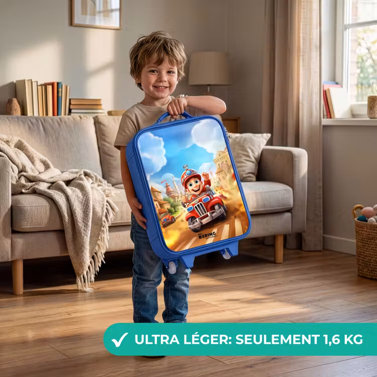 Valise enfant - Bleu - Un camion de pompiers en ville — 3