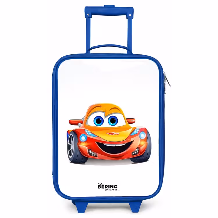 Valise enfant - Bleu - Voiture de course avec visage — 1