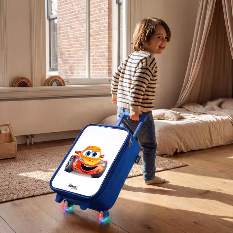 Valise enfant - Bleu - Voiture de course avec visage — 2