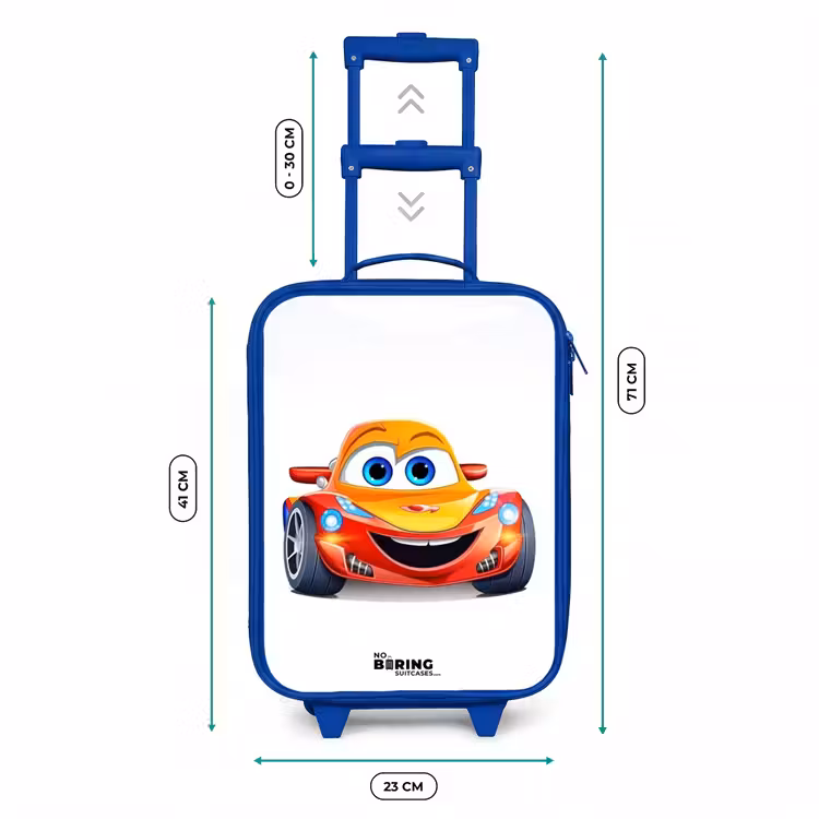 Valise enfant - Bleu - Voiture de course avec visage — 6