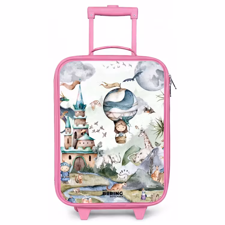 Valise enfant - Rose - Château et montgolfière — 1