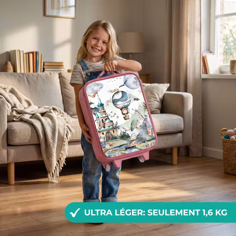 Valise enfant - Rose - Château et montgolfière — 3