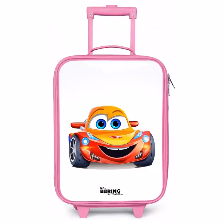 Valise enfant - Rose - Voiture de course avec visage — 1