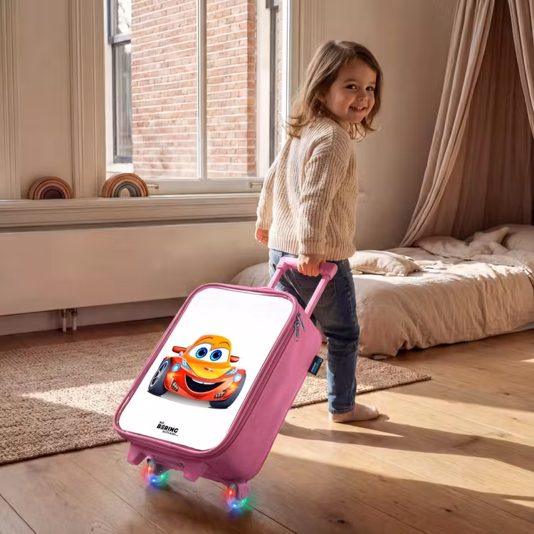 Valise enfant - Rose - Voiture de course avec visage — 2