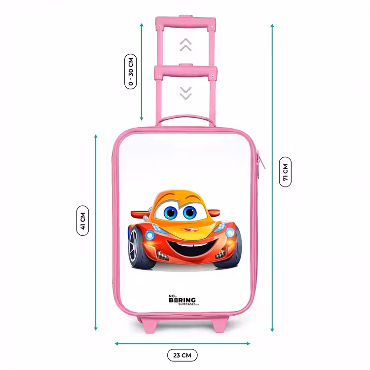 Valise enfant - Rose - Voiture de course avec visage — 6