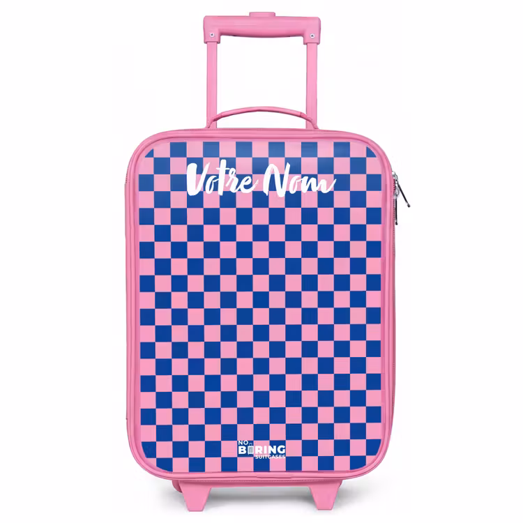 Valise enfant avec nom - Rose - Blocs - Bleu - Rose — 1